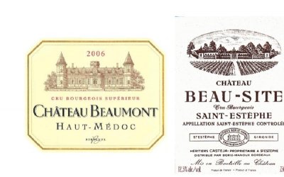 Chateaux Beau-Site 2003, Beaumont 2006, Camarsac 2009
