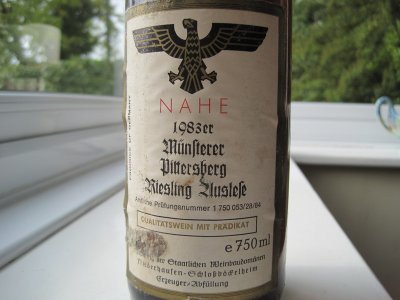 Munsterer Pittersberg Riesling Auslese 1983 Staatliche Weinbaudomane Niederhausen