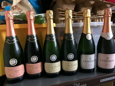 Selection of English Sparkling wine Camel Valley and Langham