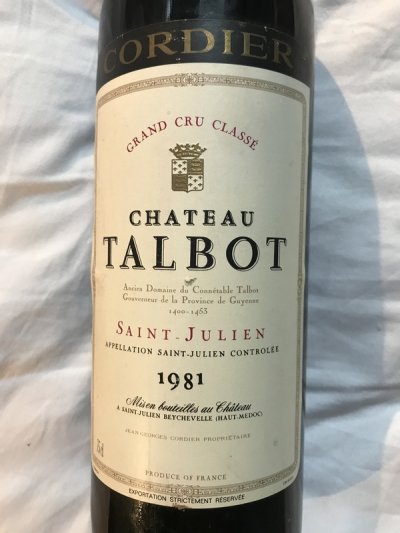 1981 Chateau Talbot - great bottle into neck - St Julien