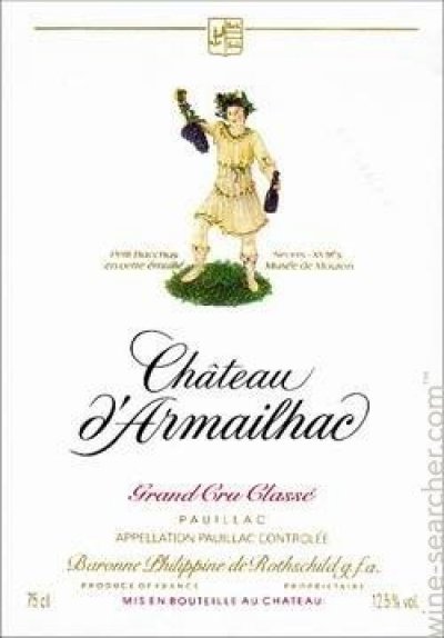 Barón Philippe de Rothschild Chateau d’Armailhac Cinquieme Grand Cru Classe Pauillac Bordeaux France 2014