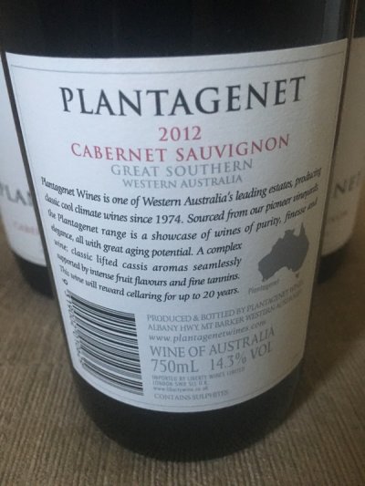 2012 Plantagenet Great Southern Cabernet Sauvignon - No Reserve