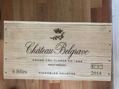 Lot 19:  Chateau Belgrave 2014 (OWC of 6) Haut Medoc. 5ème Cru Classé. Provenance: Delivered directly from the Wine Society. Perfect appearance.
