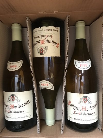 Pierre Matrot Puligny Montrachet 1er cru Les Chalumeaux 1990 (3 magnums in OC) September Lot 111.