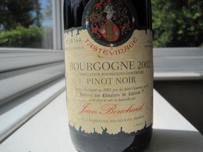 Bourgogne Pinot Noir Tastevinage 2002 Jean Bouchard