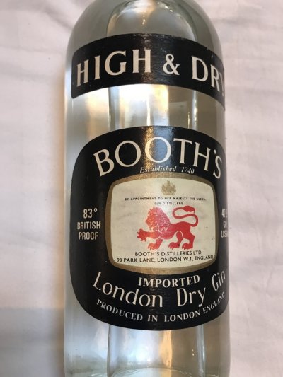 1960's Booths Gin - 47.5 gay lussac - distilled in London 