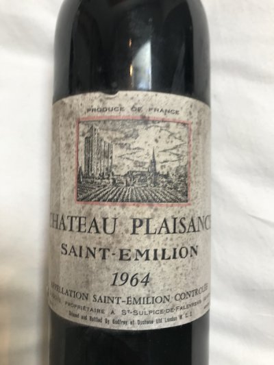 1964 Ch Plaisance St Emilion - good bottle made of heavy glass 