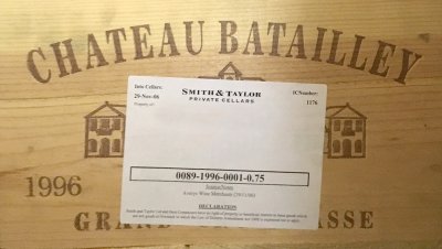 Chateau Batailley 1996 (12 bottle OWC) September Lot 99.