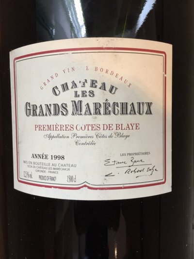 Chateau les Grands Marechaux 1998 (15 Litre Nebuchadnezzar in OWC) September Lot 21.