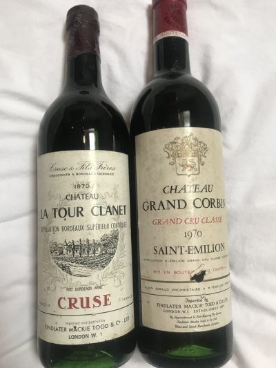 2x 1970 Bordeaux - Ch Grand Corbin st Emilion GCC and La Tour Clanet - great year !