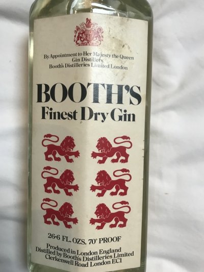 1960's Booths Gin - 26.6 fl ozs 70 proof  - distilled in London - xmas !