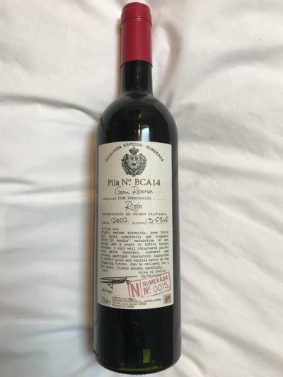 2002 Rioja - Gran Reserva - Pila No BCA14 - perfect bottle - Xmas !