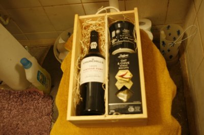 Curchills 1995 Vintage Port + Stilton Cheese + Cheese Biscuits in a Presentation Box