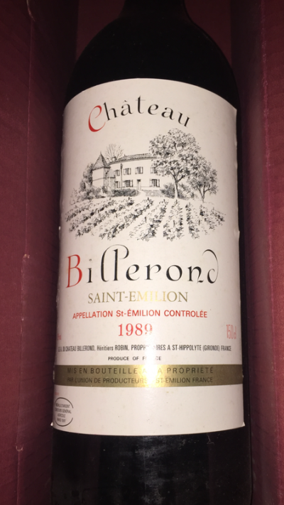 Chateau, Bi Perond, Saint Emilion - Appelation St-emilioon controlee - 1989 