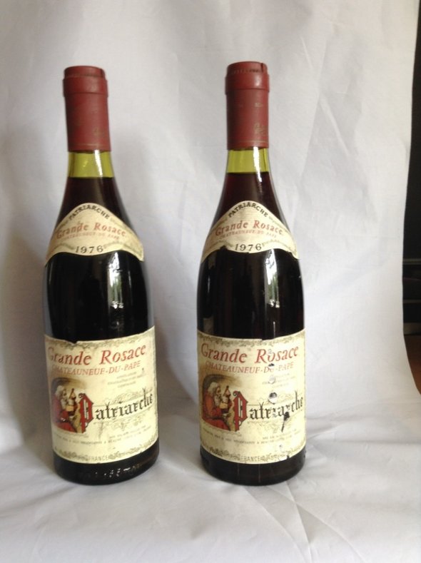 2 bottles 1976 Chateauneuf du Pape Grande Rosace Patriarche Pere & fils.