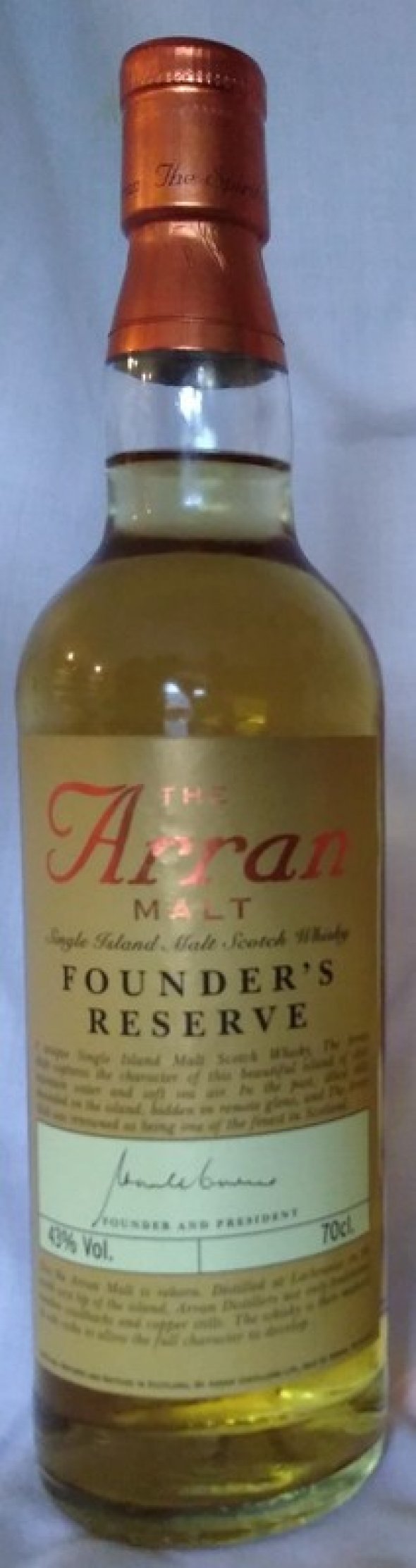 Rare &ndash; The Arran Malt Distillery Founder's Reserve Single Malt Scotch Whisky, Isle of Arran, Scotland