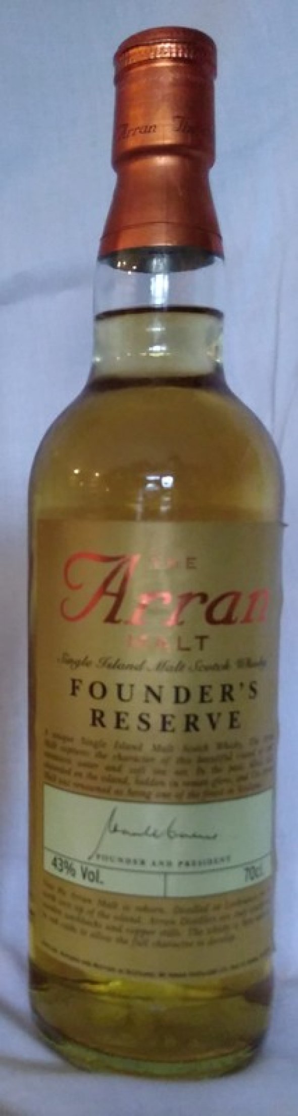 Rare &ndash; The Arran Malt Distillery Founder's Reserve Single Malt Scotch Whisky, Isle of Arran, Scotland