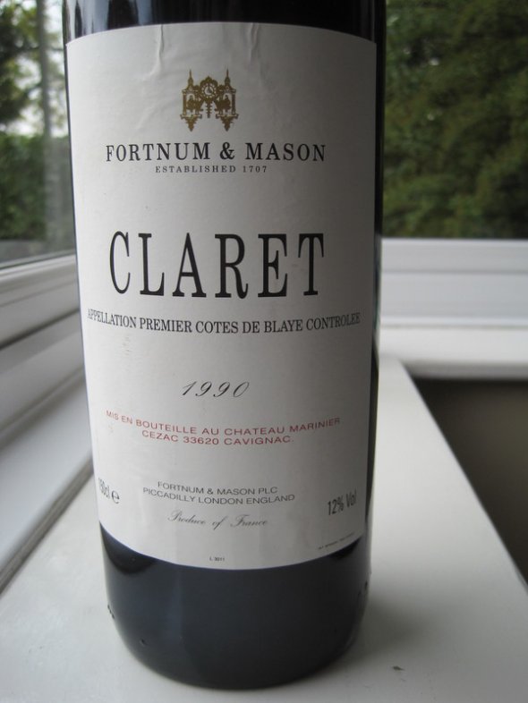 Fortnum & Mason Claret 1990 Chateau Marinier Premi&egrave;res Cotes de Blaye