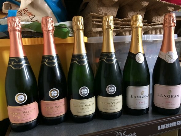 Selection of English Sparkling wine Camel Valley and Langham