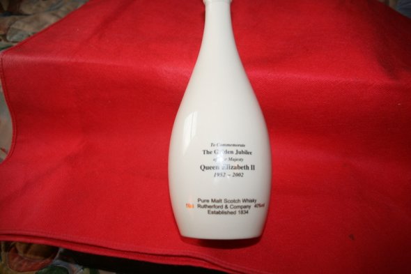 Pure Malt Scotch Whisky Rutherford  Ceramic Decanter The Golden Jubilee QE