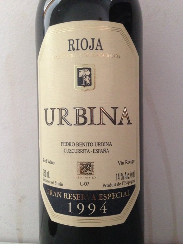 1994 Urbina Gran Reserva Especial, Bodegas Benito Urbina, Rioja Alta &ndash; 92 points RP