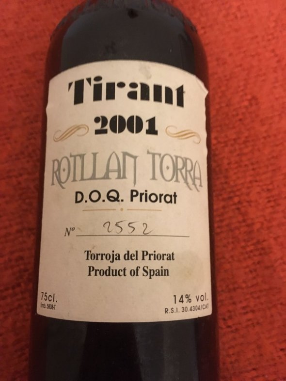Rotllan Torra Tirant 2001 priorat *98 points Wine Advocate*