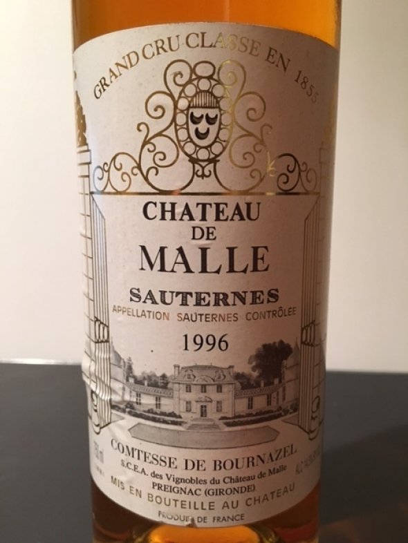 1996 Chateau de Malle Sauternes Grand Cru.  ave 91/100 (Cellar Tracker)