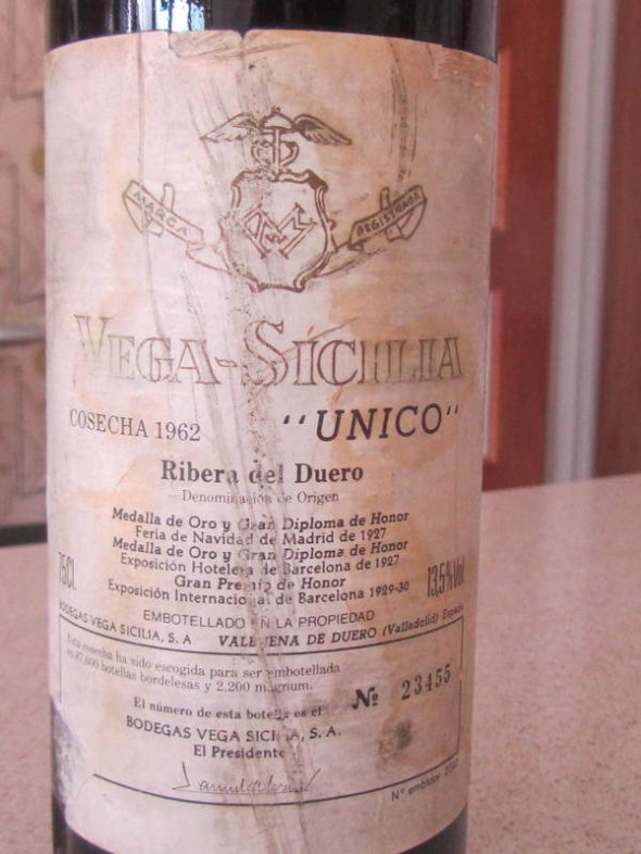 VERY RARE: 1962 Vega Sicilia Unico Gran Reserva RP 100pts 