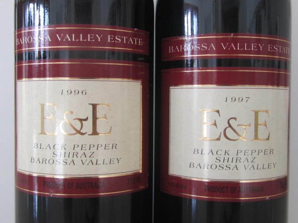 E&E Black Pepper Shiraz 1996 & 1997, 2 Bottles.