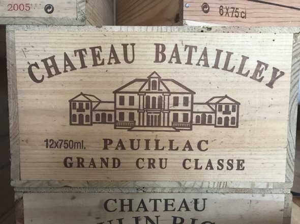 Lot 3:  Chateau Batailley 2005 (OWC of 12) Pauillac. 5ème Cru Classé. Recently removed from a country house cellar. Provenance: Berry Bros. and Rudd. Perfect appearance. When to drink: 2014-2024 JR.