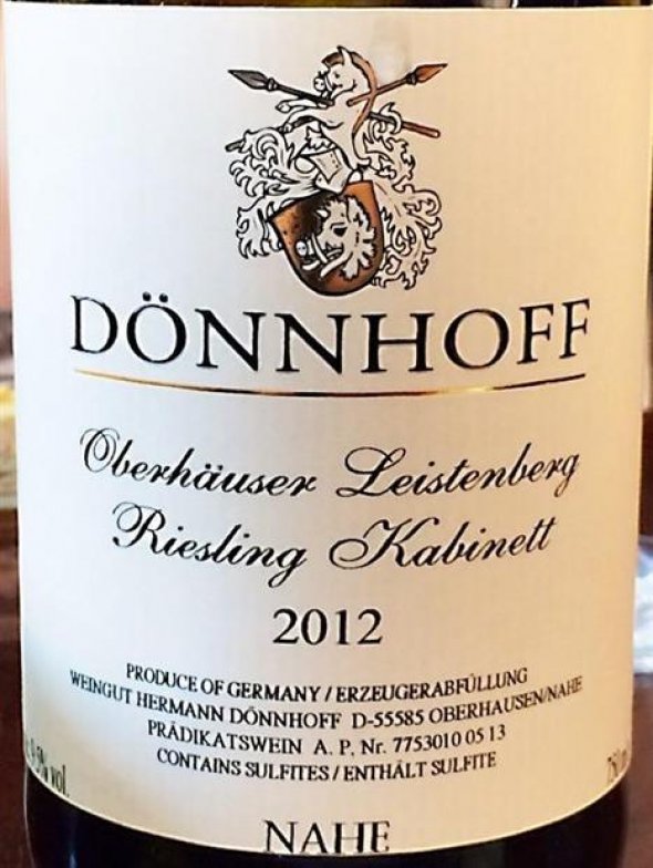 Riesling Oberhauser Leistenberg Kabinett, Donnhoff, 2012 (JR 16.5+)