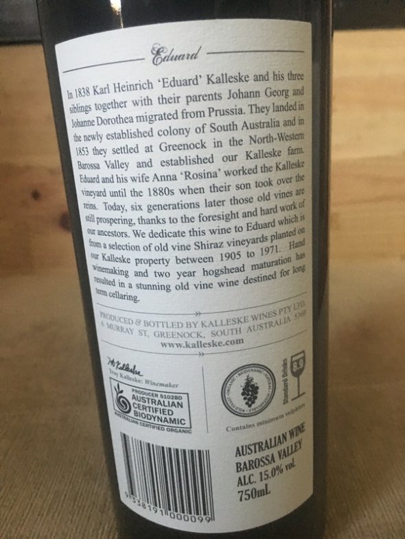 A Pair of Kalleskes: "Eduard" Old Vine Shiraz - 2009 & 2010 (JH 96 & 94 pts) - No Reserve