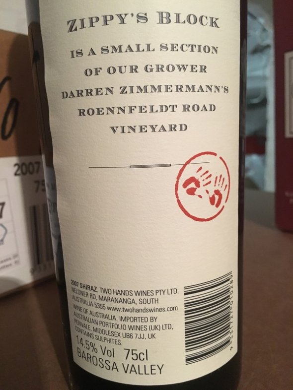2007 Two Hands Zippys Block Shiraz Single Vineyard (RP 93 pts) - No Reserve