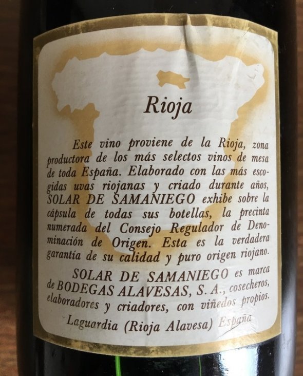1970 Solar de Samaniego - Bodegas Alavesas - Rioja - 1 bottle