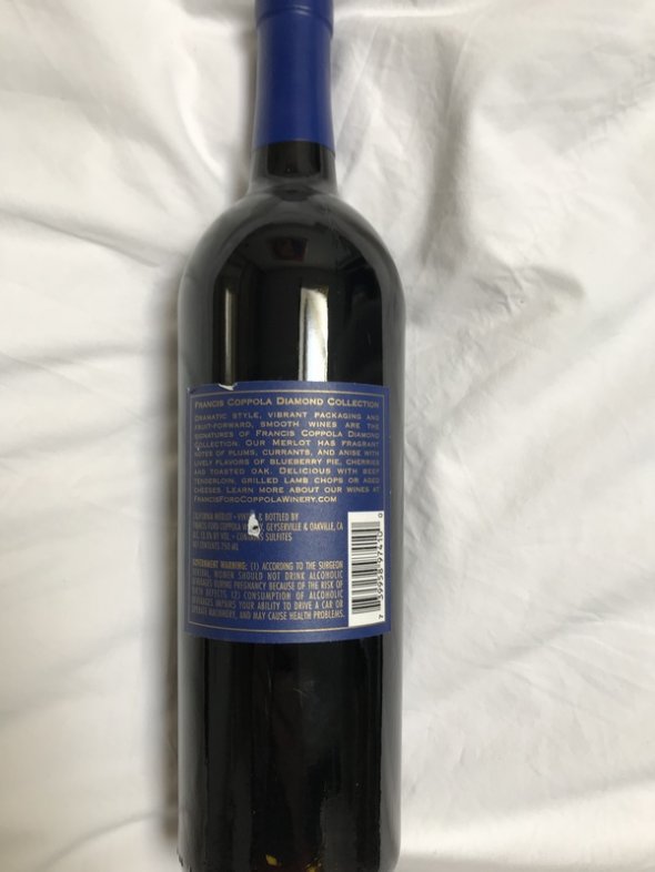 2015 Coppola diamond collection - Merlot - perfect bottle