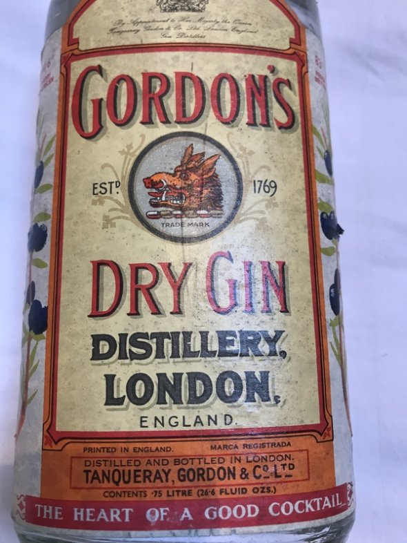 1960's Gordons Gin - 83 proof 26 1/4 fl ozs 