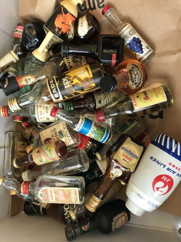 35 miniatures rum whisky liquers slivovitz, gin etc - mixed 