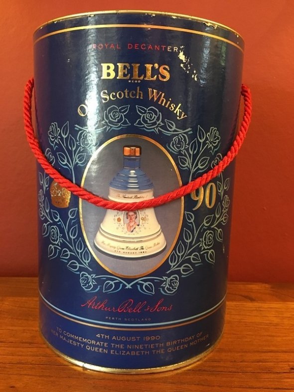 Bells Porcelain decanter in original box Queen Mother 90th birthday