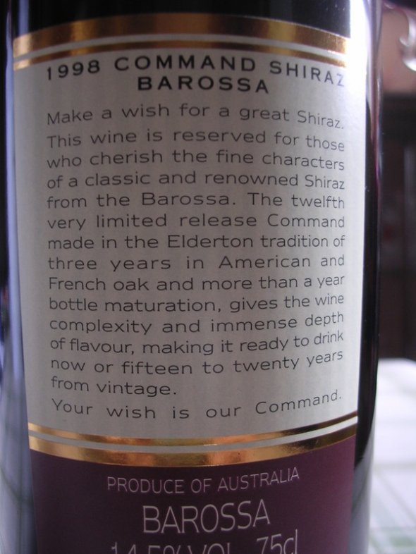 1998 Elderton Command Shiraz, Barossa Valley, Australia