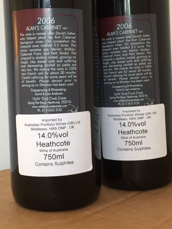 Wild Duck Creek Estate, Alan's Cabernet 2006 x 2