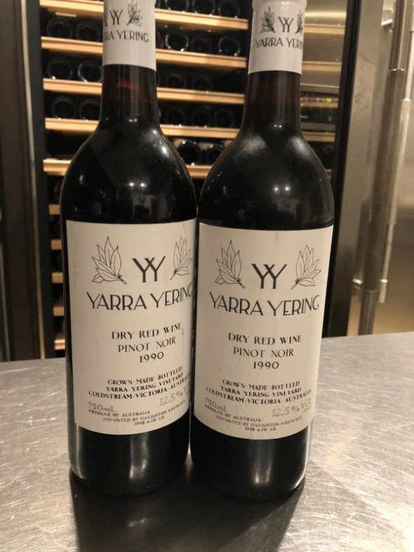 YARRA YERING PINOT NOIR 1990 RARE X 2