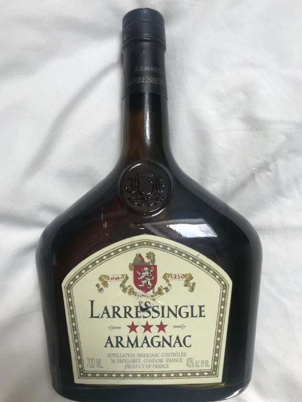 Armagnac Larrissingle - perfect bottle - rare UK perfect bottle 