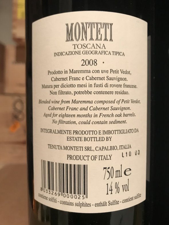 Tenuta Monteti Toscana IGT 2008 RP94 WS93