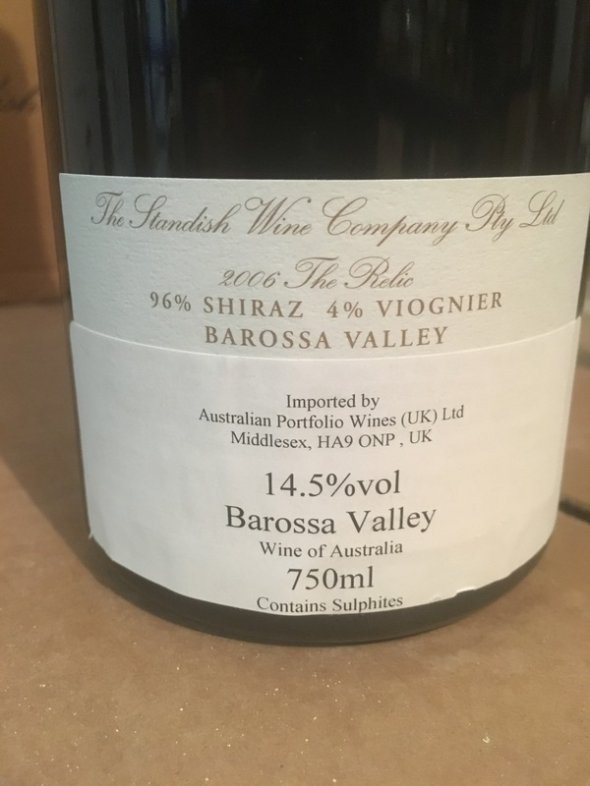 2006 Standish The Relic Shiraz Viognier (RP 93 pts)