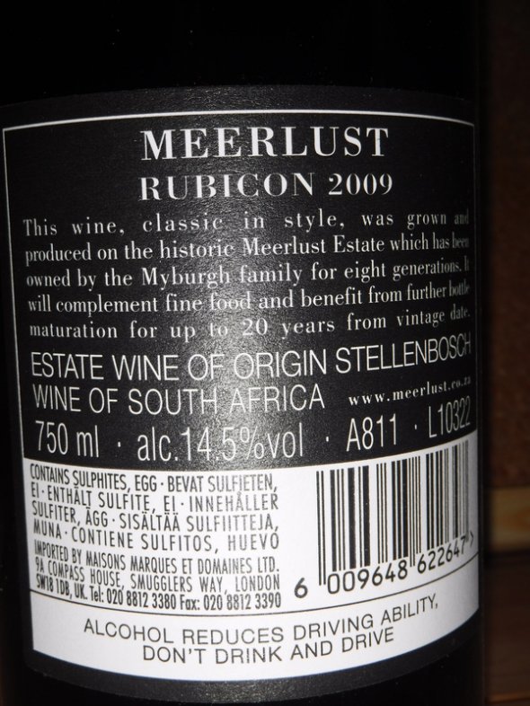 2009 Meerlust, Rubicon, Stellenbosch, South Africa