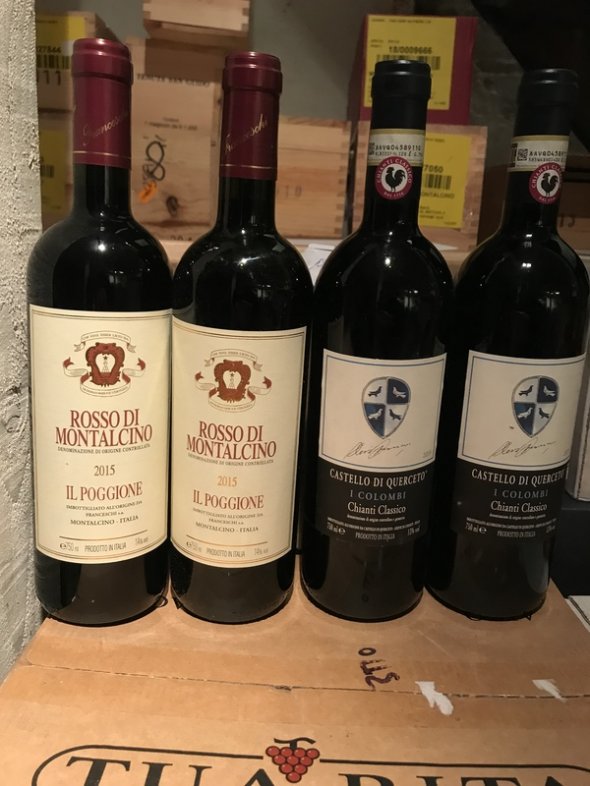 4 Tuscan Drinkers - Il Poggione Rosso Di Montalcino 2015 and Castello Di Querceto I Colombi Chianti 2015