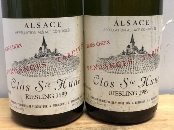 2 x Extremely Rare Bottles Riesling Clos St Hune Trimbach Vendanges Tardives Hors Choix 1989