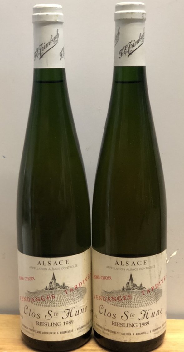 2 x Extremely Rare Bottles Riesling Clos St Hune Trimbach Vendanges Tardives Hors Choix 1989