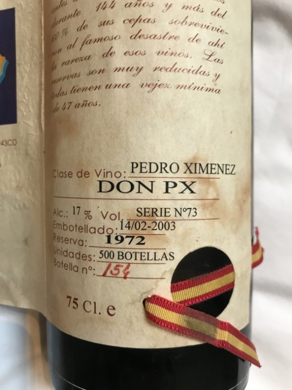 1972 Electrico Pedro Ximenez bottle 145/500 - Rp 98 pts - Xmas present !