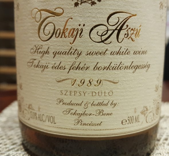 Tokajbor-Bene 5 Puttonyos Tokaji Asz&uacute; 1989